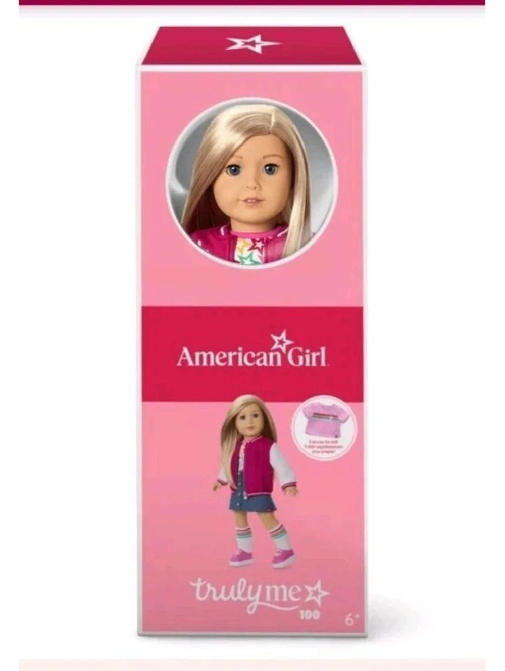American Girl Doll Truly Me 100 w/Extra T-Shirt Blonde Hair Blue Eyes New In Box
